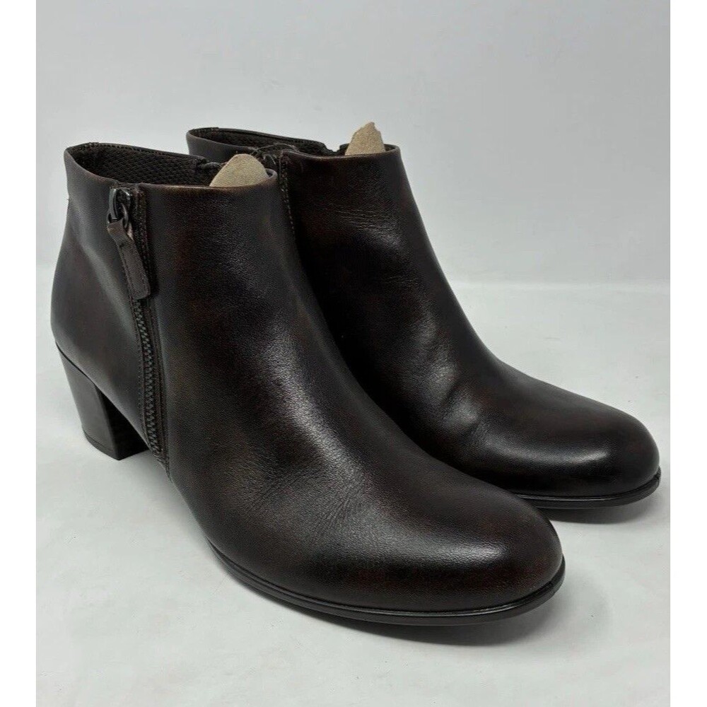 ECCO Women SZ 10/10.5 Shape 35 Zip Ankle Bootie Cocoa Brown 273163 01482